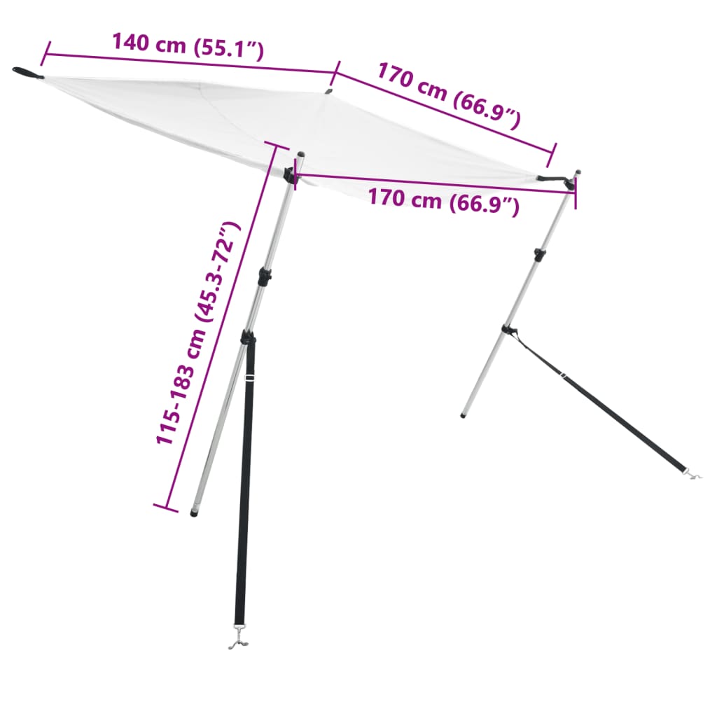 T-Top-Beschattungsverlängerung Weiß 170x170x(115-183) cm