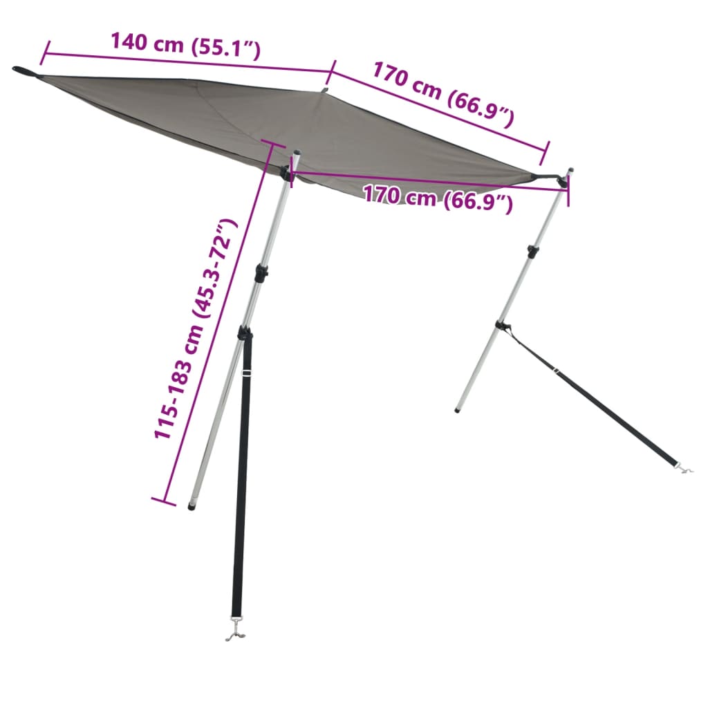 T-Top-Beschattungsverlängerung Anthrazit 170x170x(115-183) cm