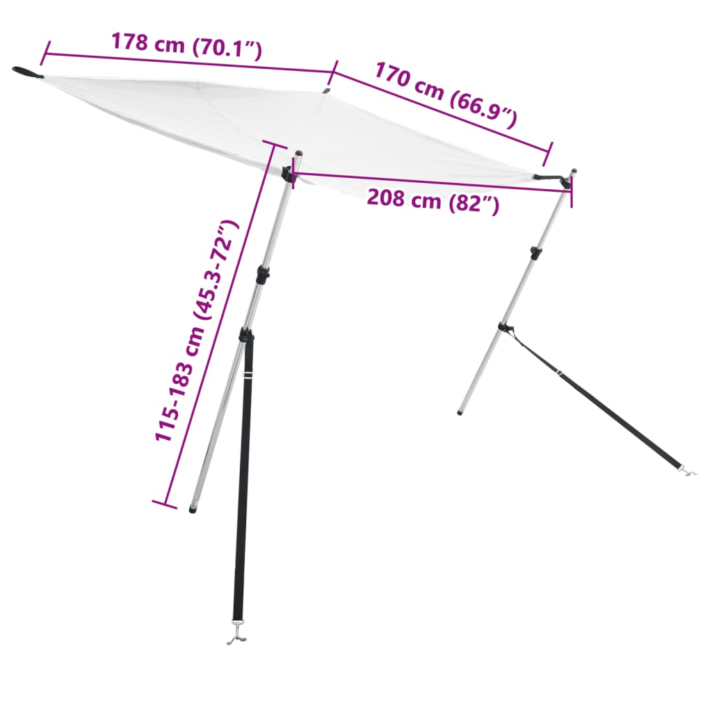 T-Top-Beschattungsverlängerung Weiß 170x208x(115-183) cm