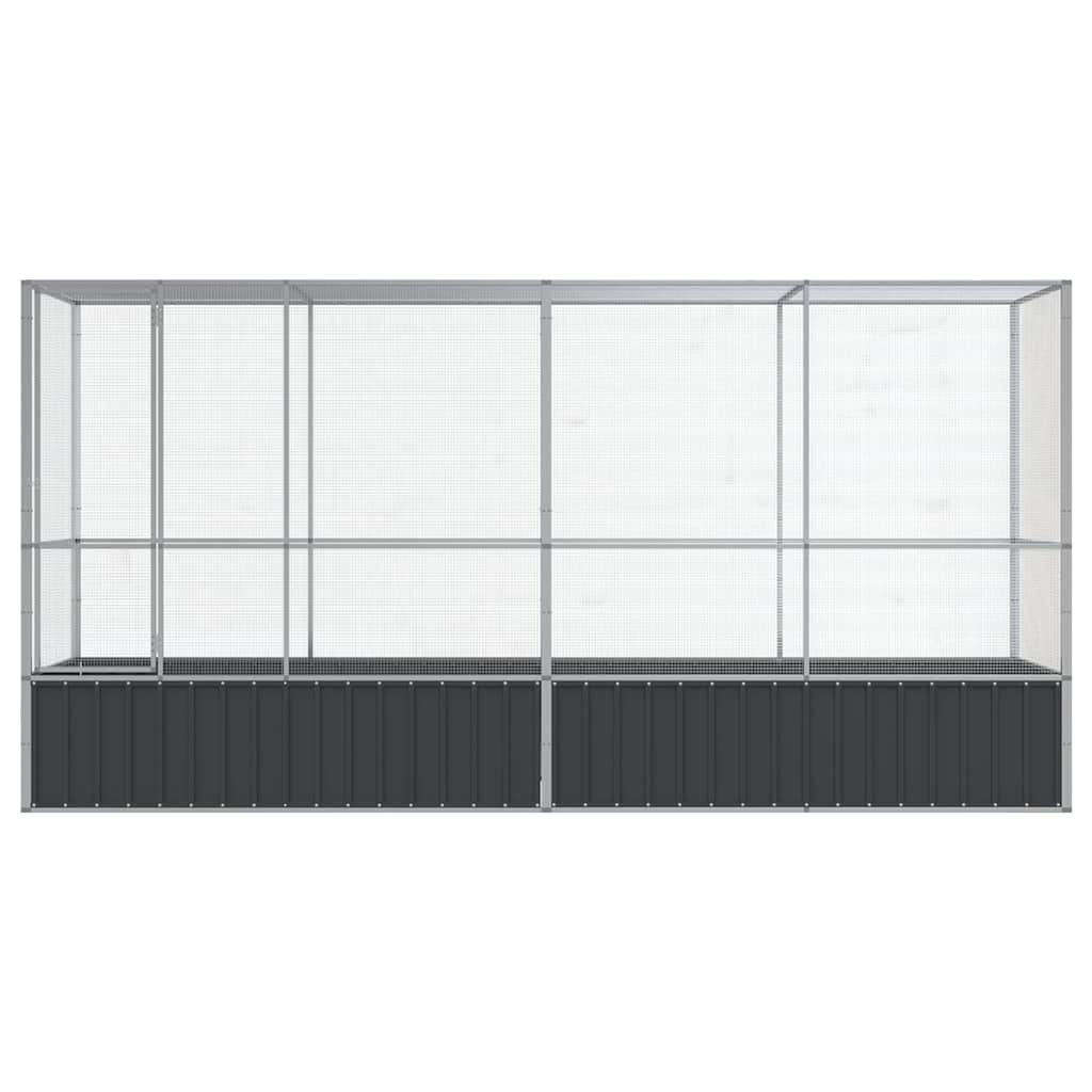 Voliere mit Erweiterung Silbern 418,5x107x212 cm Stahl