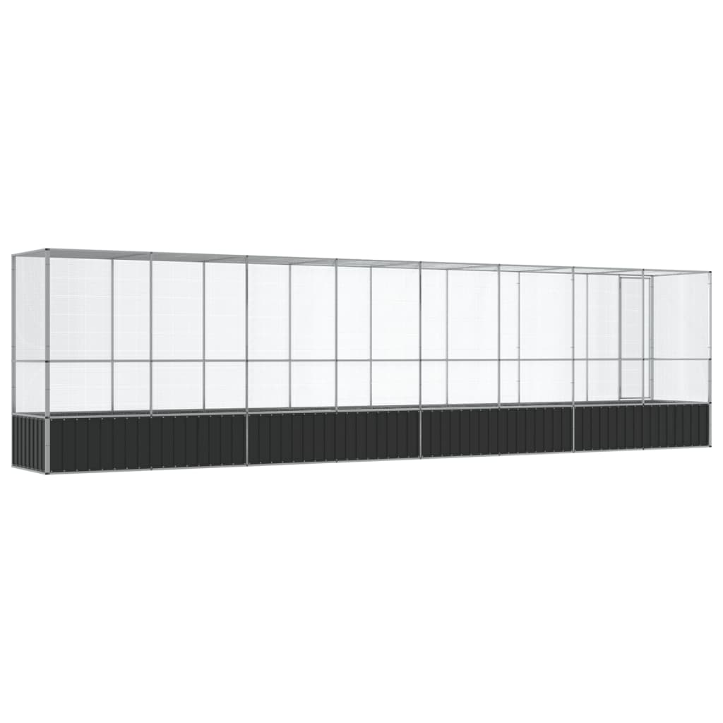 Voliere mit Erweiterung Silbern 834,5x107x212 cm Stahl