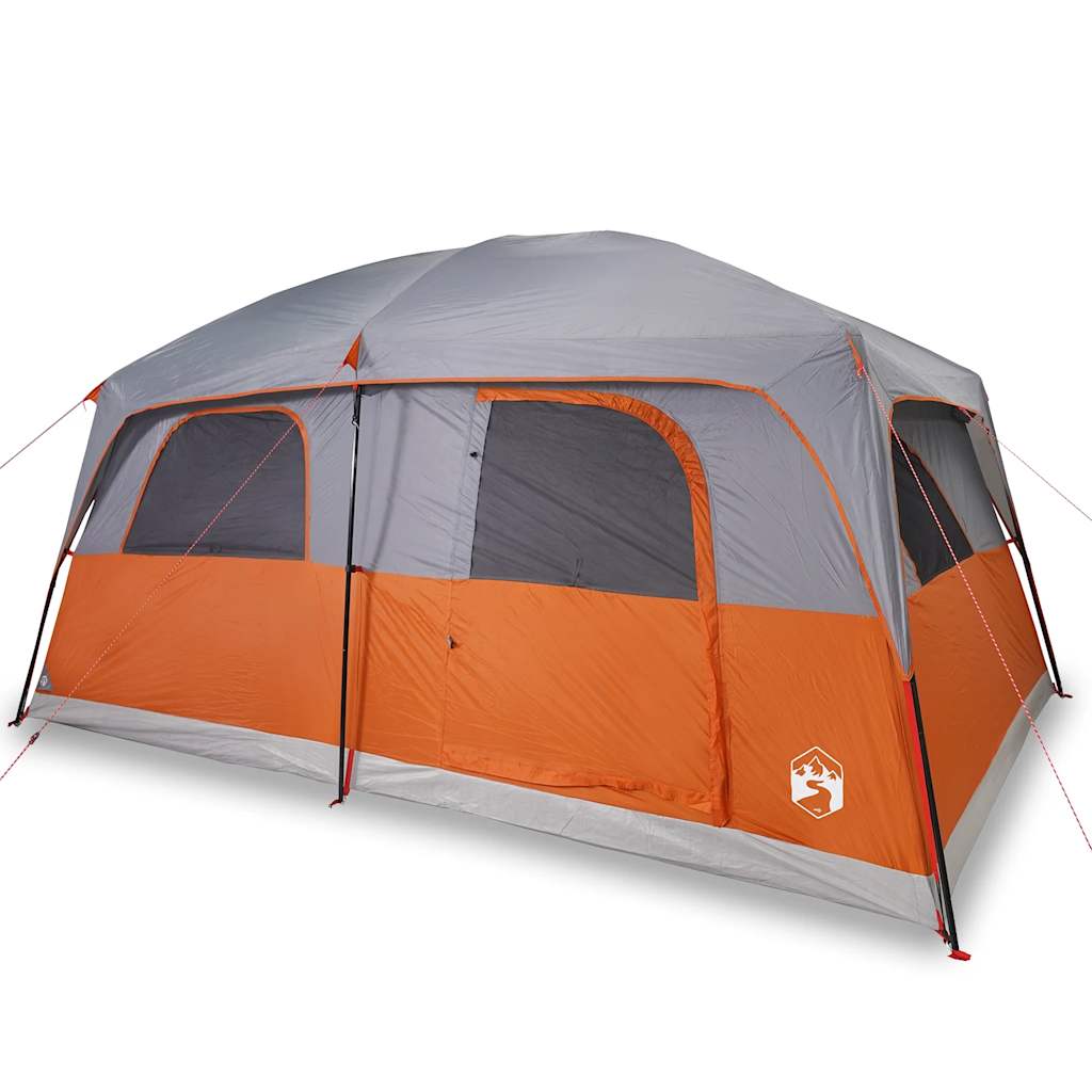 Family Tent for 10 Persons Grey and Orange Waterproof