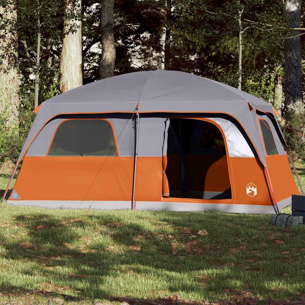 Family Tent for 10 Persons Grey and Orange Waterproof