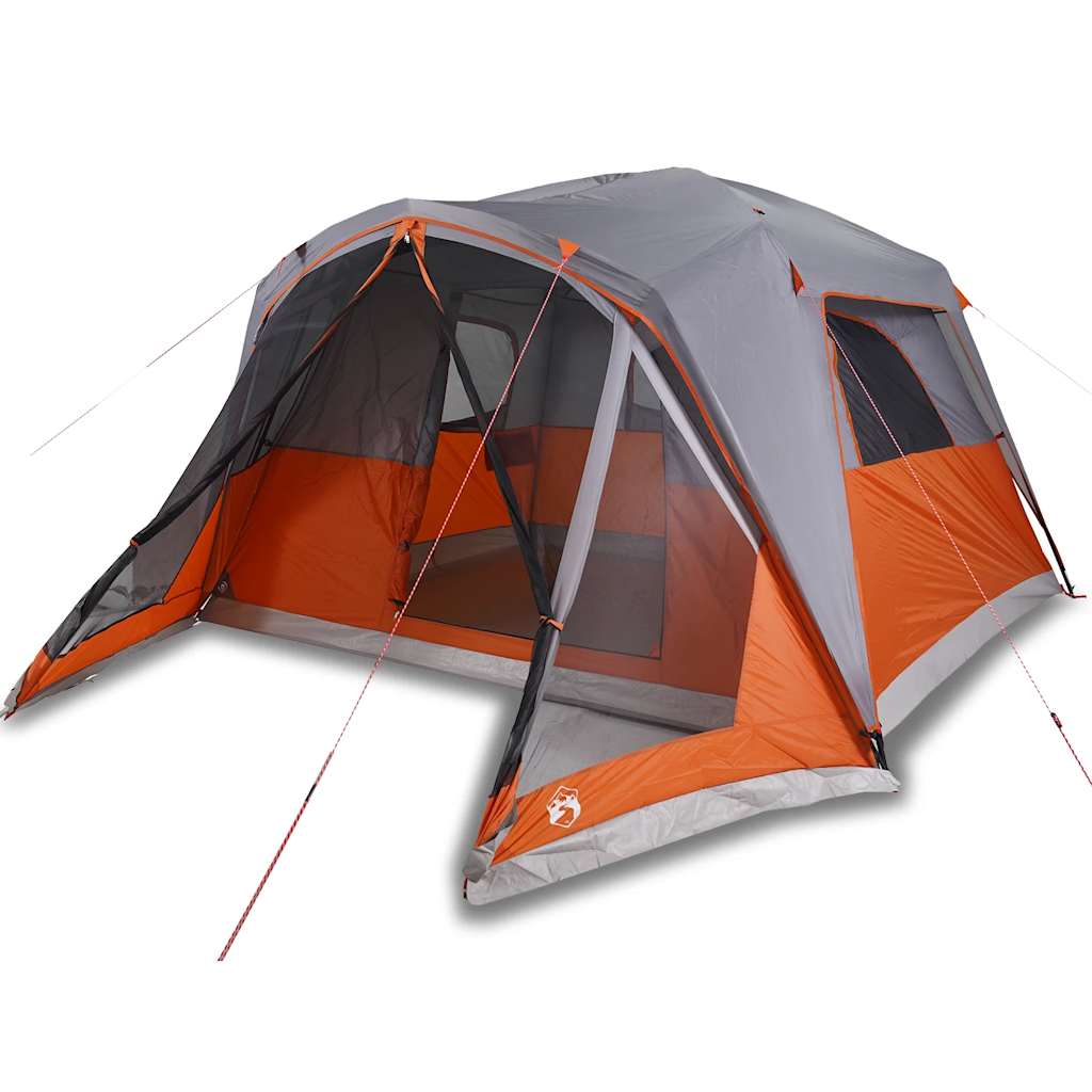 Family Tent with Awning 6 Persons Grey and Orange Waterproof