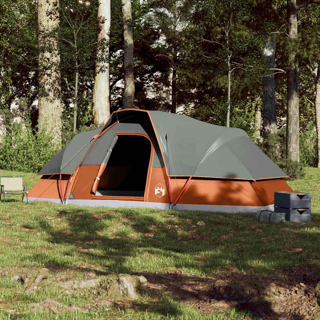 Dome Family Tent 9 Persons Orange Waterproof
