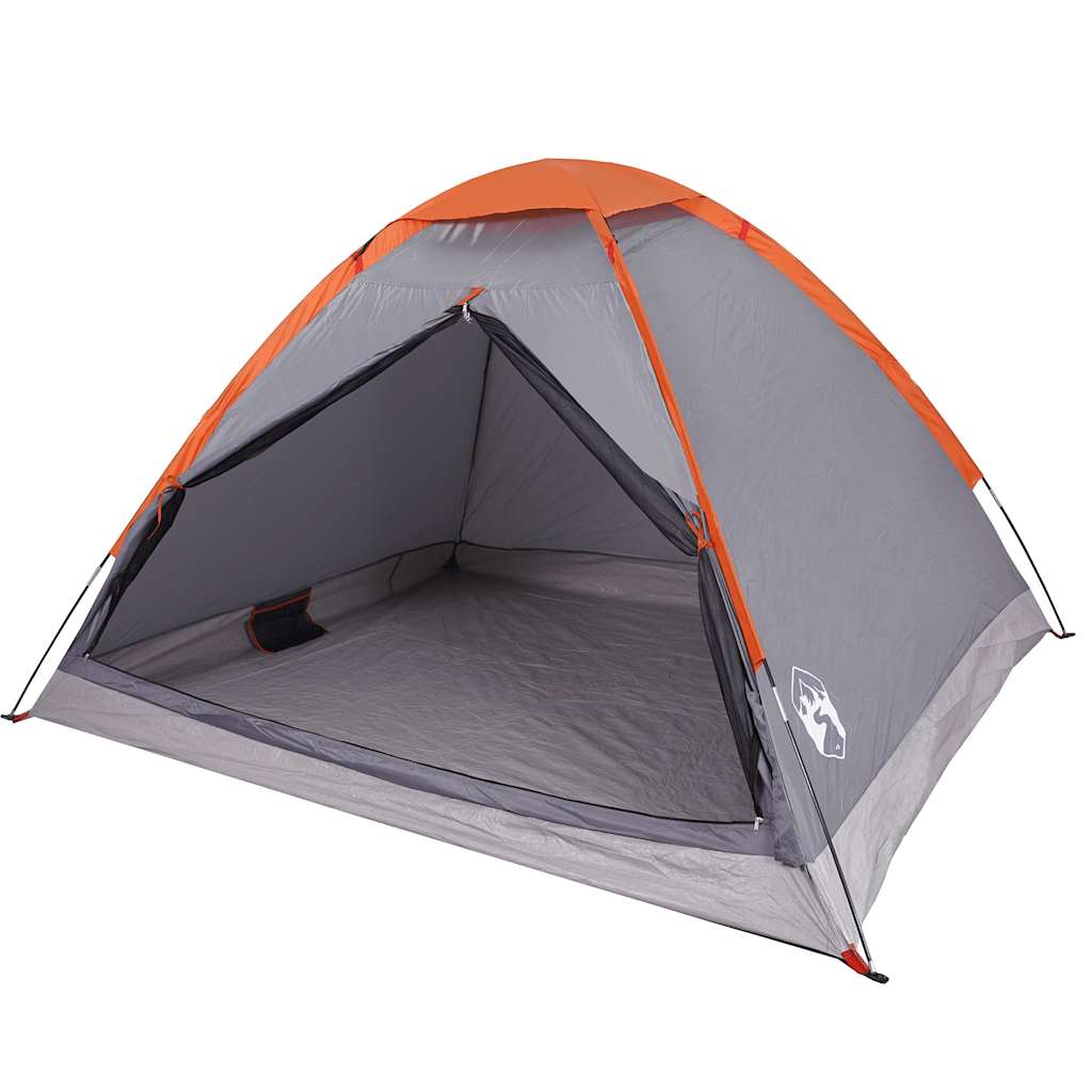 Kuppel-Campingzelt 2 Personen Grau und Orange Wasserdicht