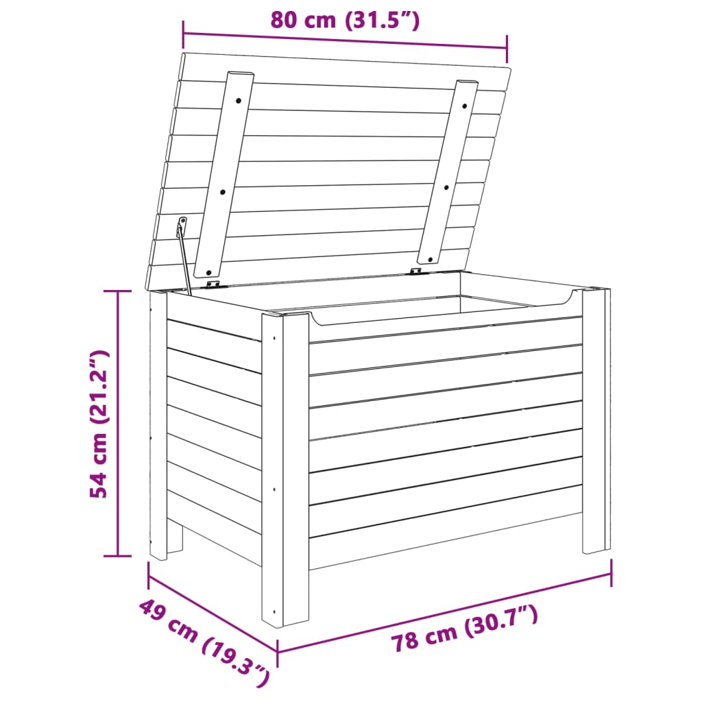 Chest with lid RANA White 80x49x54 cm solid pine wood