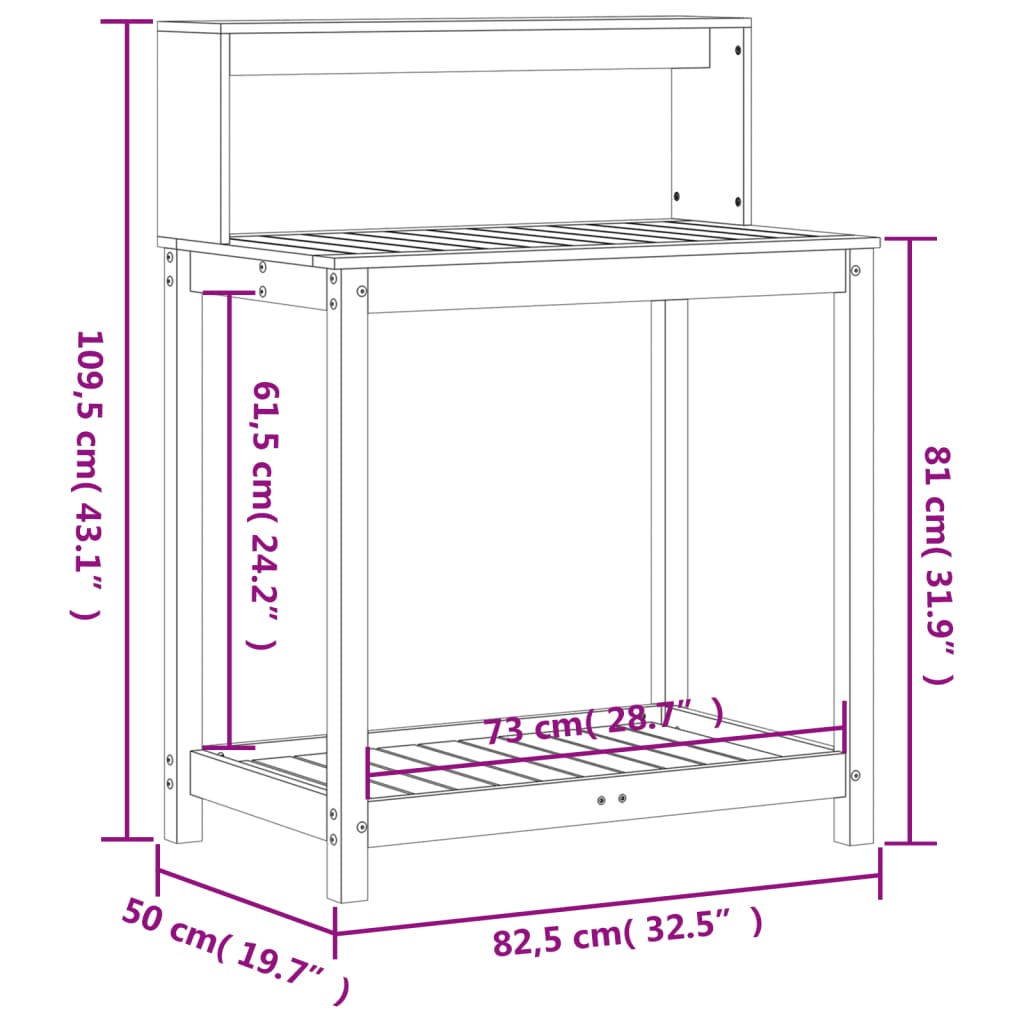 Plant table shelves 82.5x50x109.5 cm Impregnated pinewood