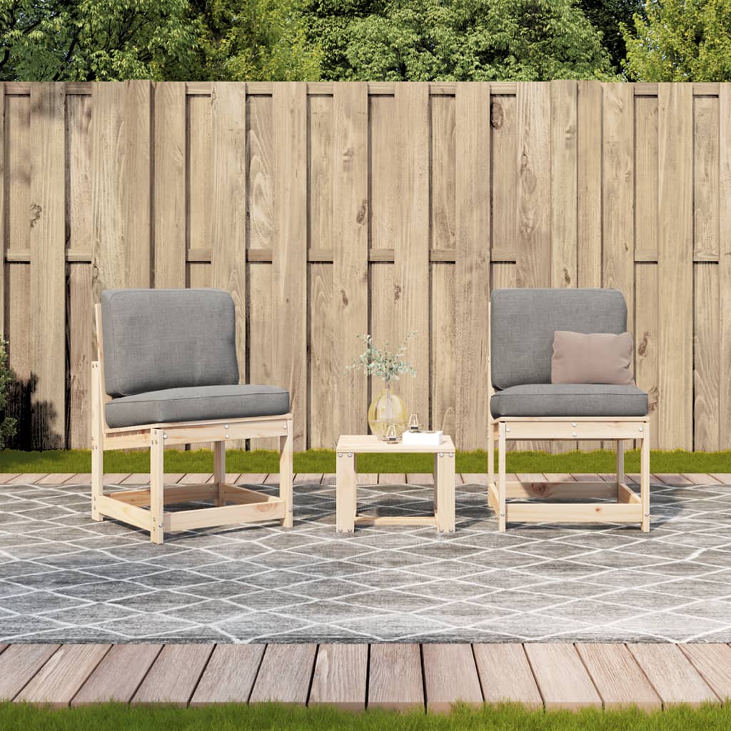 3-piece garden lounge set solid pine