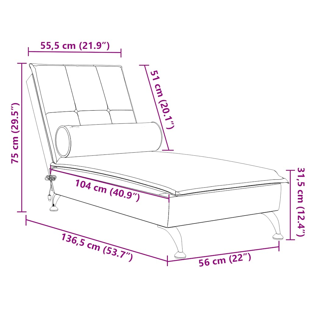 Massage-Chaiselongue mit Nackenrolle Dunkelgrün Samt