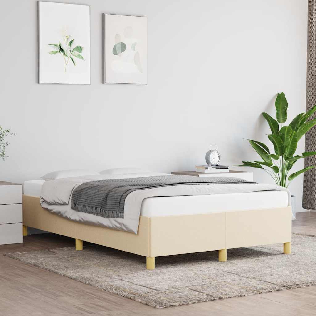 Bed frame without mattress cream 120x190 cm fabric