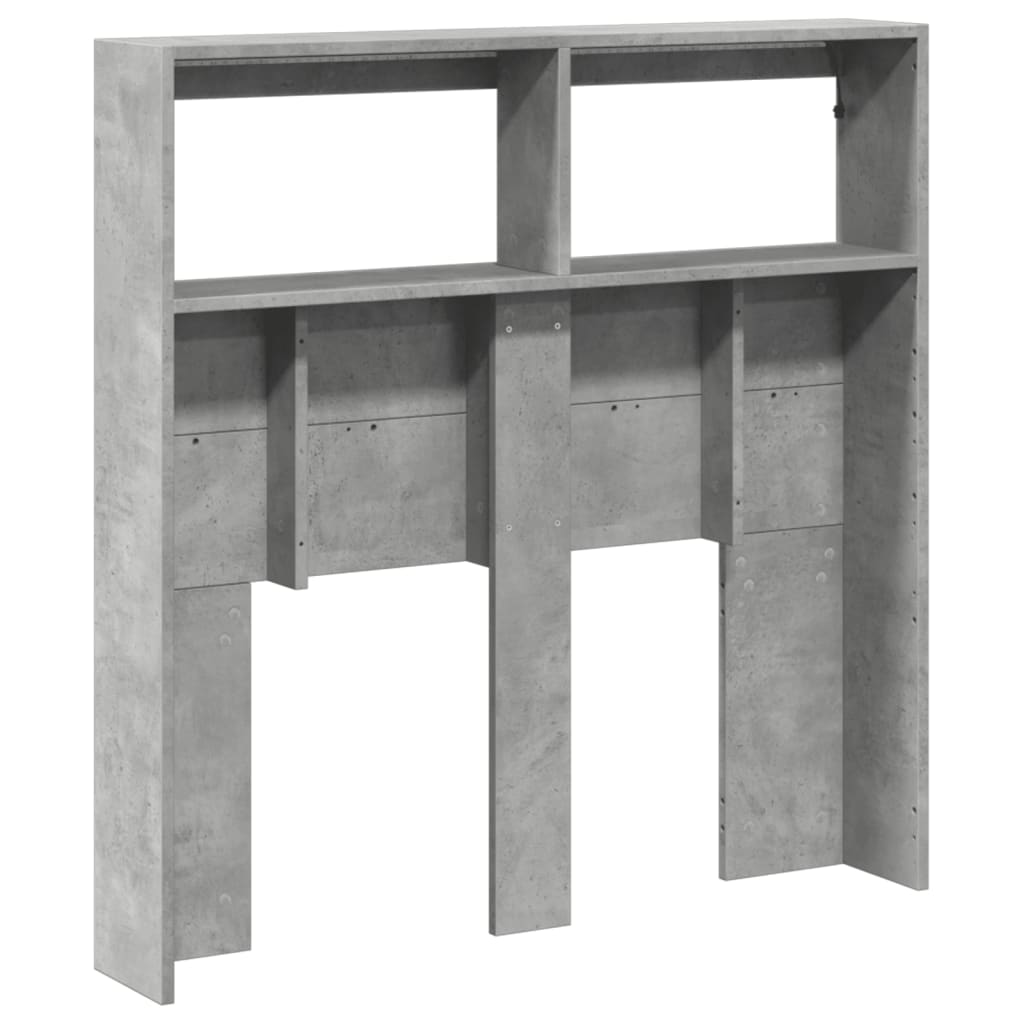 LED-Kopfteil mit Ablagen Betongrau 100x17x102 cm
