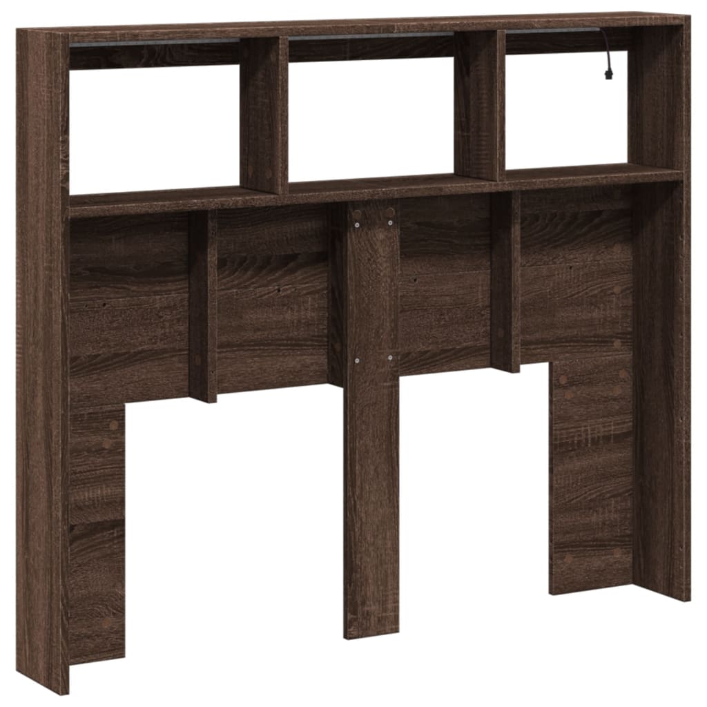 LED-Kopfteil mit Ablagen Braun Eichen-Optik 120x17x102 cm