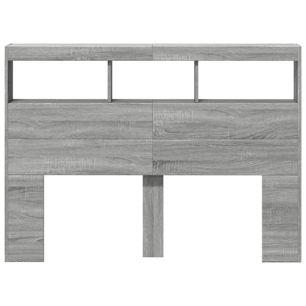 LED-Kopfteil mit Ablage Grau Sonoma 140x17x102 cm