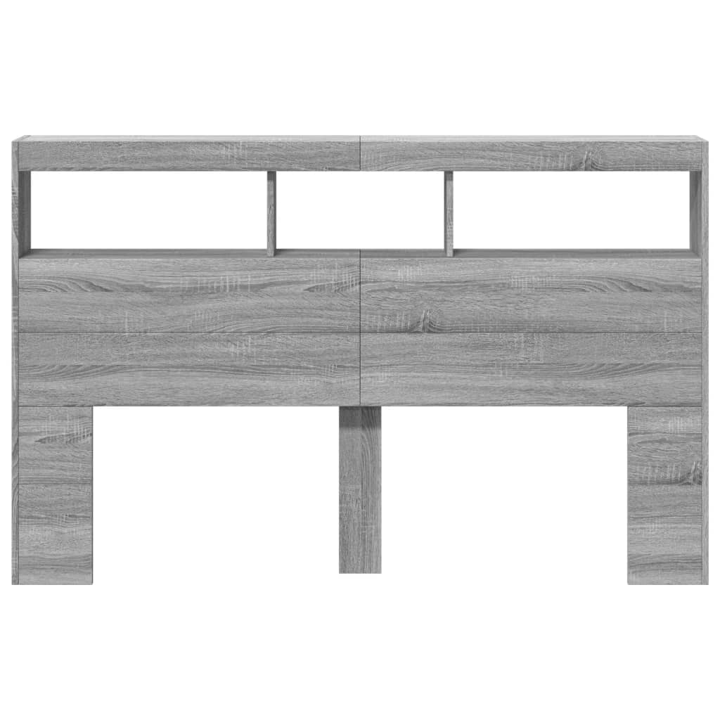 LED-Kopfteil mit Ablage Grau Sonoma 160x17x102 cm