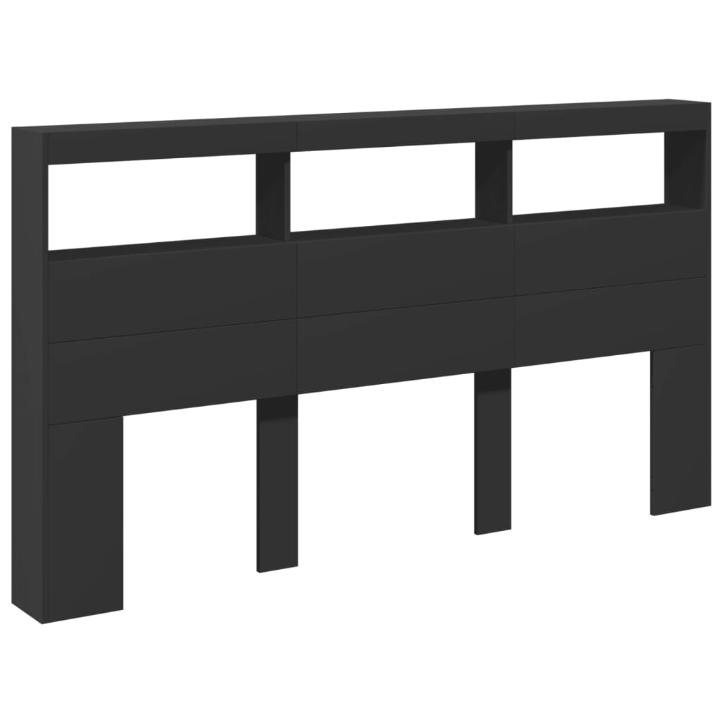LED-Kopfteil mit Ablagen Schwarz 180x17x102 cm