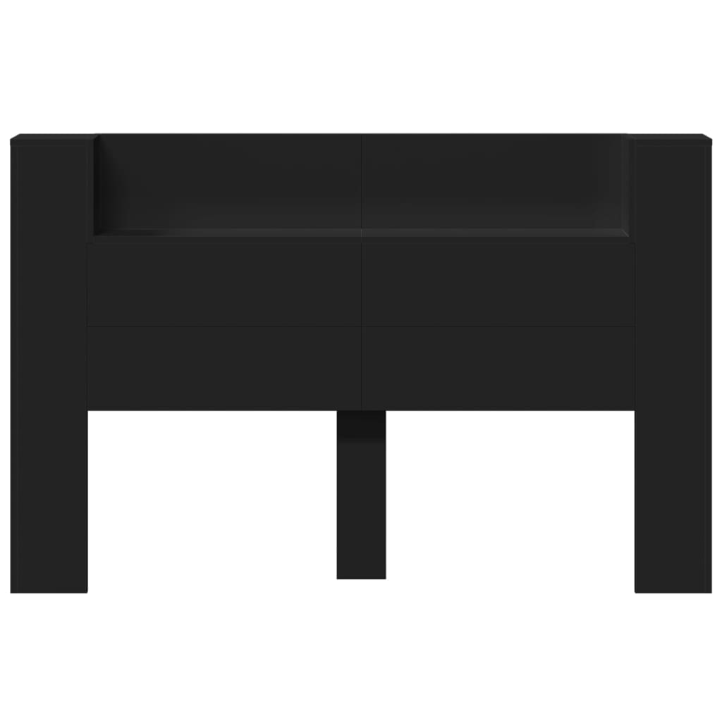 LED-Kopfteil mit Ablagen Schwarz 160x16,5x103,5 cm