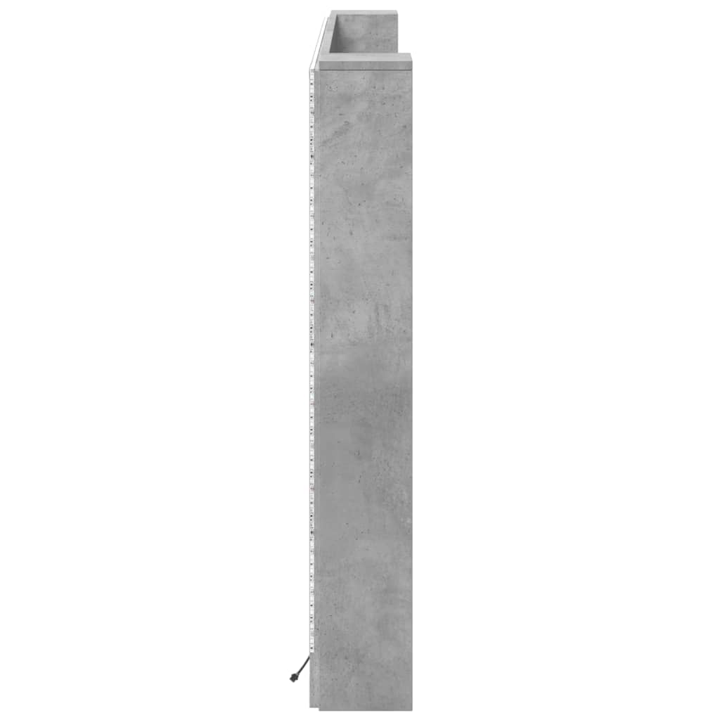 LED-Kopfteil mit Ablage Betongrau 180x16,5x103,5 cm