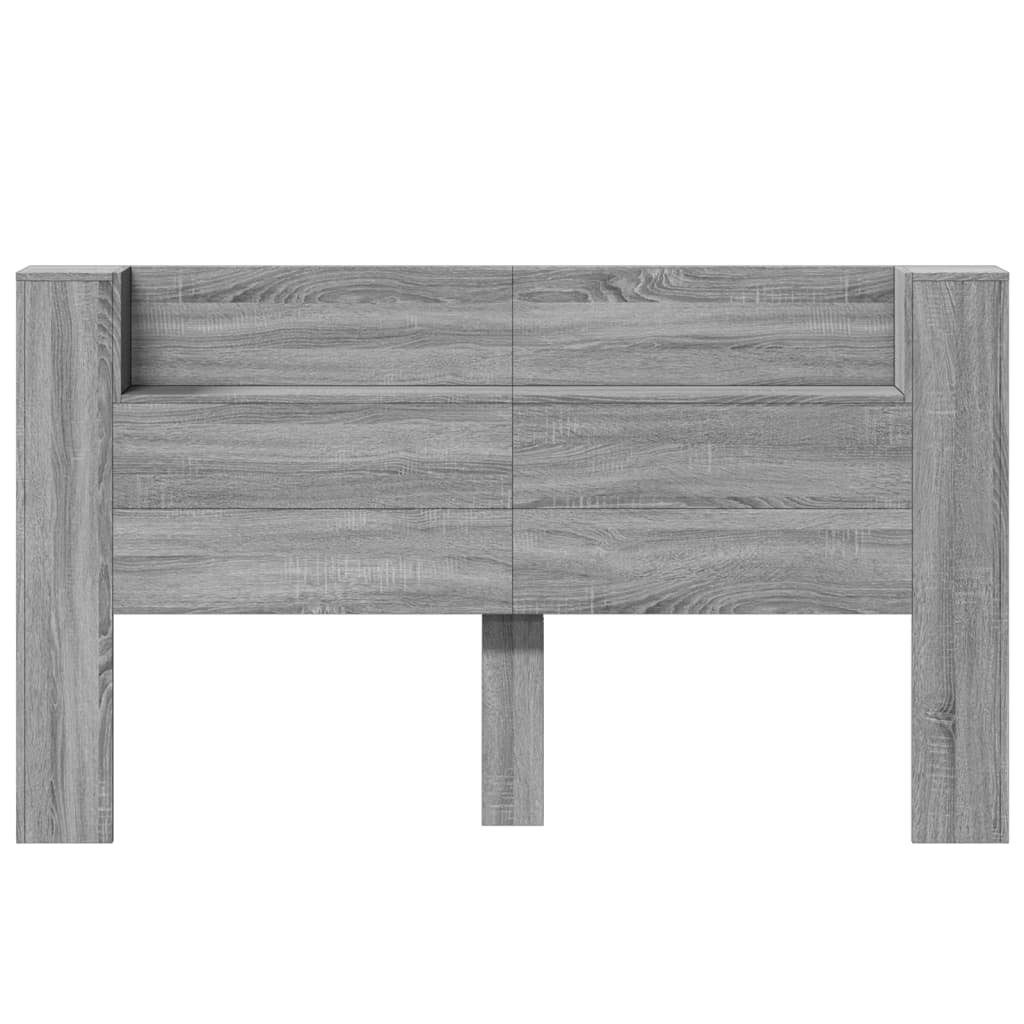 LED-Kopfteil mit Ablage Grau-Sonoma 180x16,5x103,5 cm