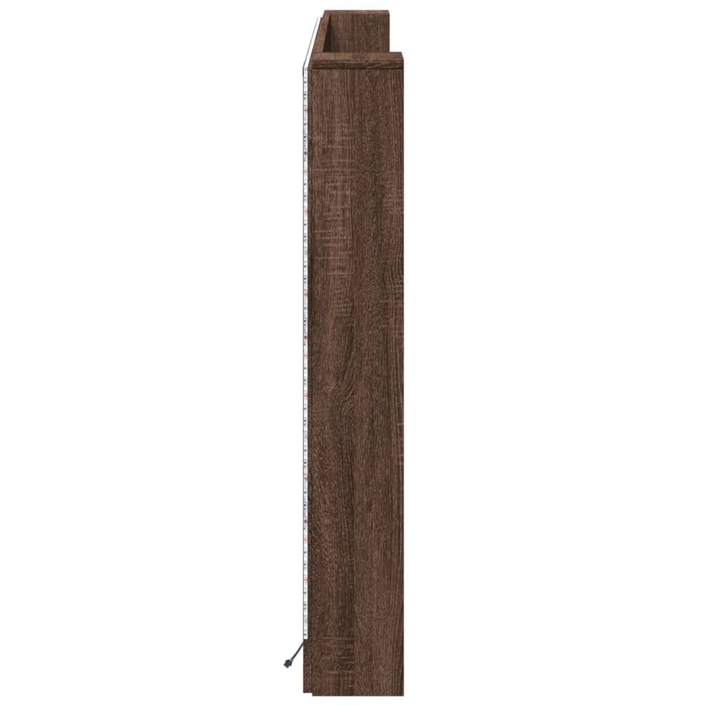 LED-Kopfteil mit Ablage Braun Eichen-Optik 180x16,5x103,5 cm