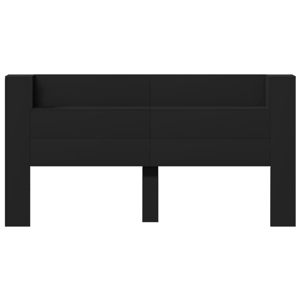 LED-Kopfteil mit Ablagen Schwarz 200x16,5x103,5 cm