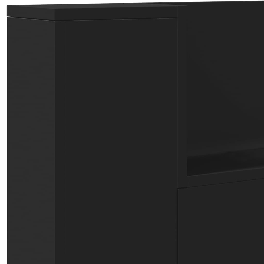 LED-Kopfteil mit Ablagen Schwarz 200x16,5x103,5 cm