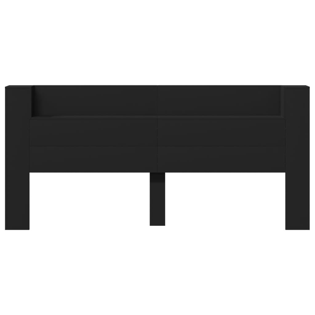LED-Kopfteil mit Ablagen Schwarz 220x16,5x103,5 cm