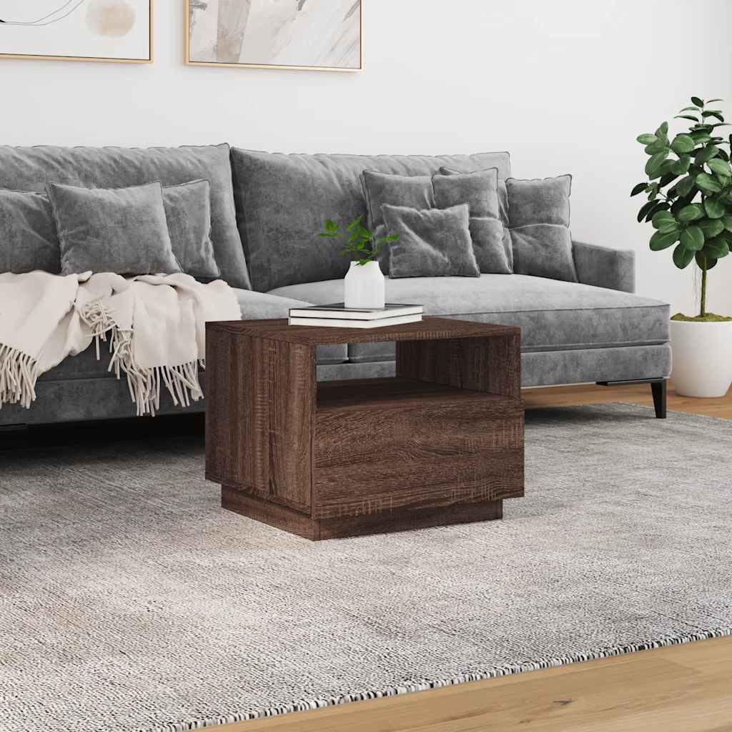 Couchtisch mit LED-Leuchten Braun Eichen-Optik 50x49x40 cm