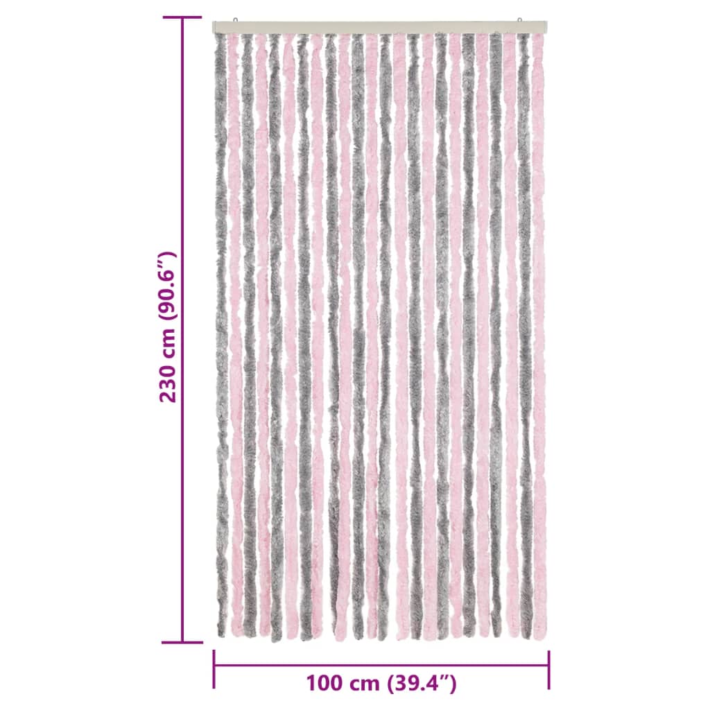 Fliegenvorhang Silbergrau und Rosa 100x230 cm Chenille