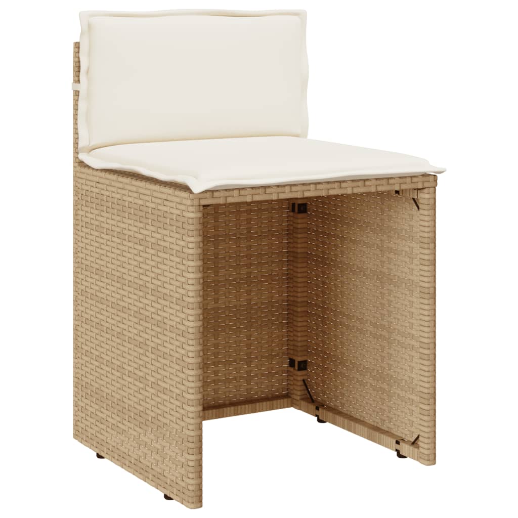 3-piece bistro set with cushions beige poly rattan