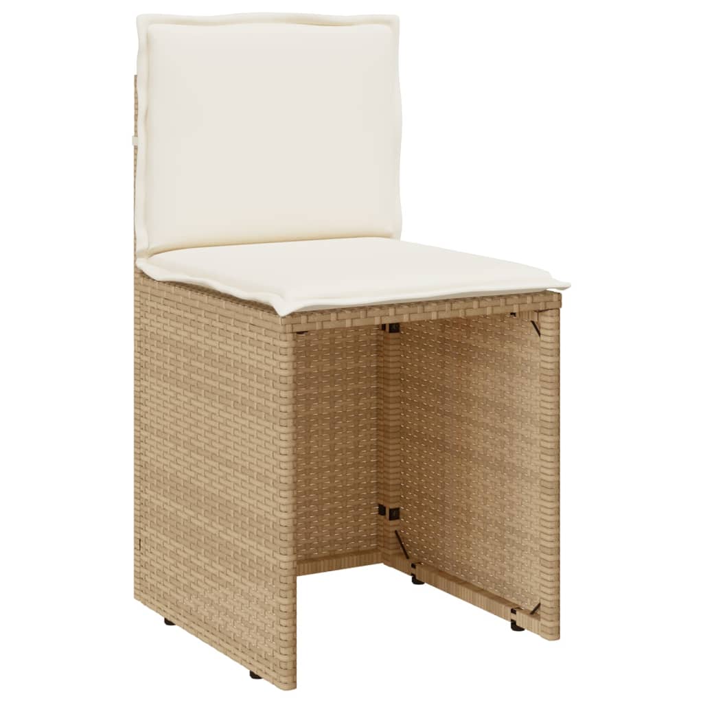 3-piece bistro set with cushions beige poly rattan