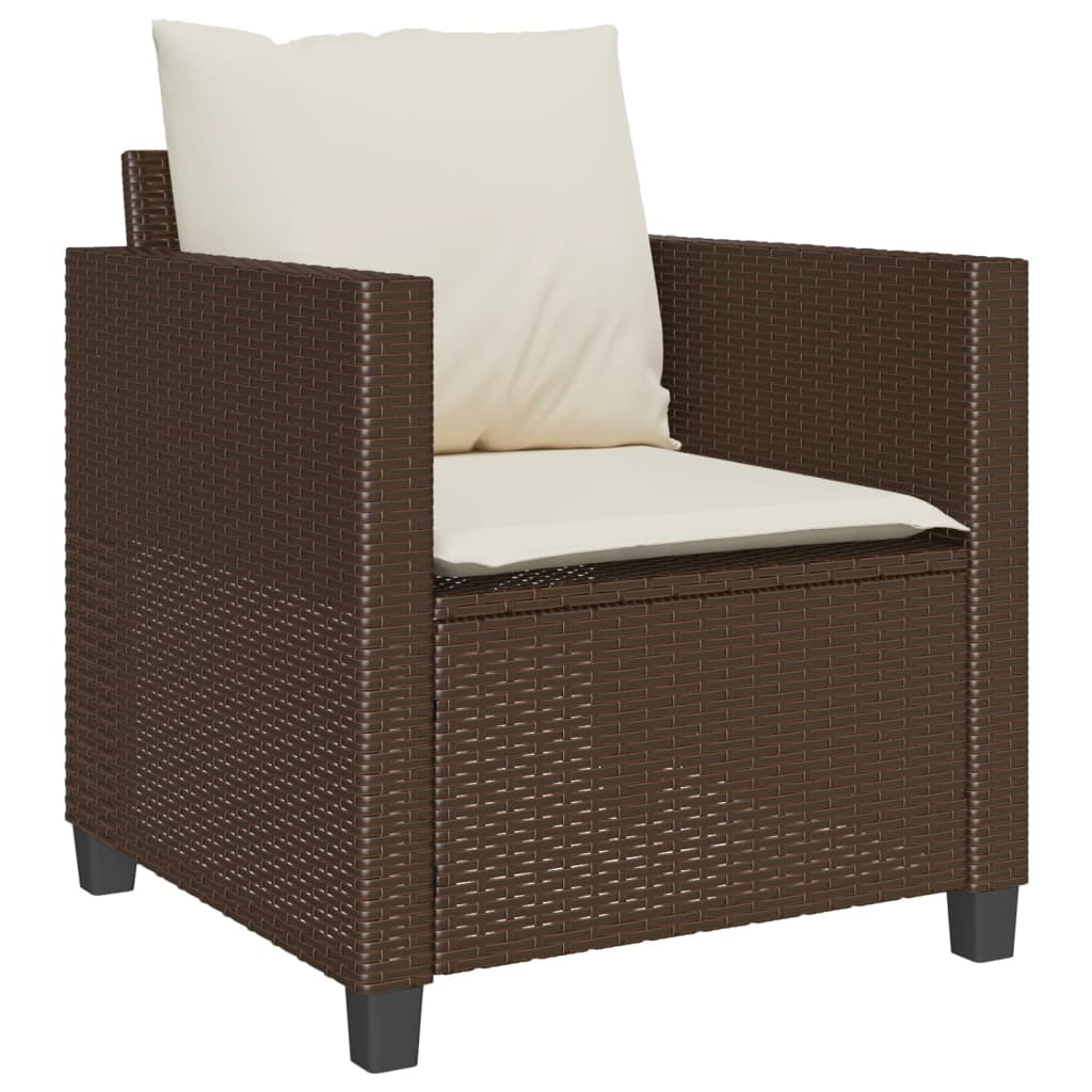 3-piece bistro set with cushions brown poly rattan