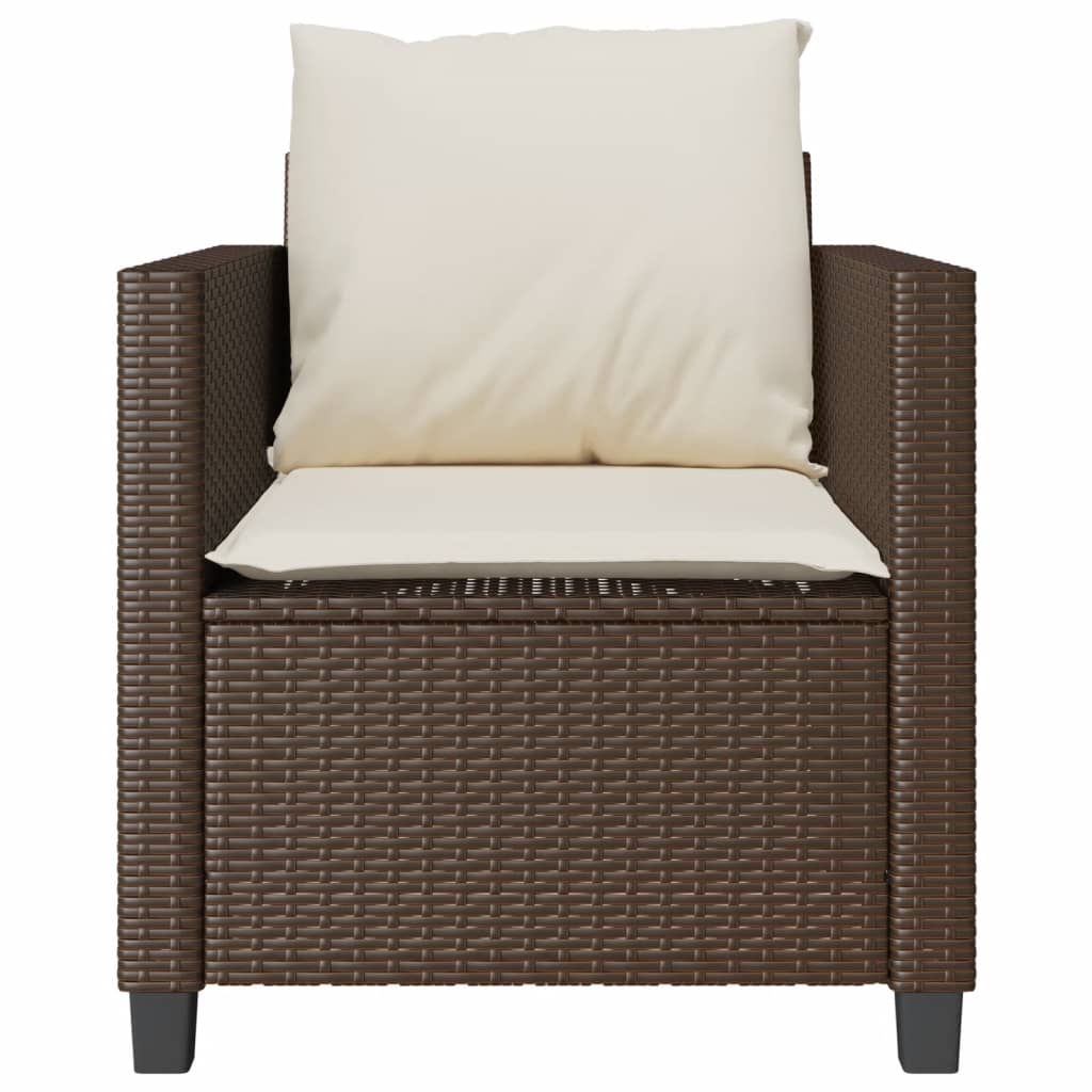 3-piece bistro set with cushions brown poly rattan