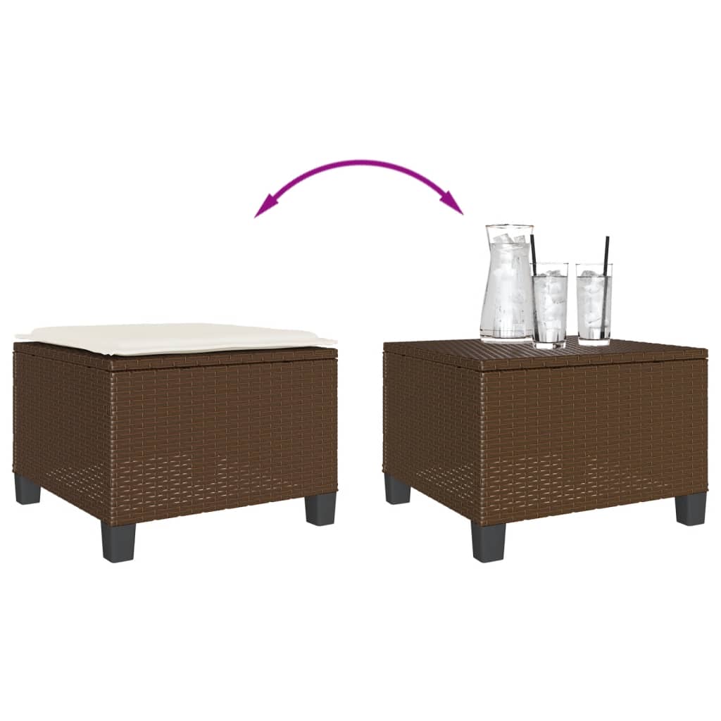 3-piece bistro set with cushions brown poly rattan