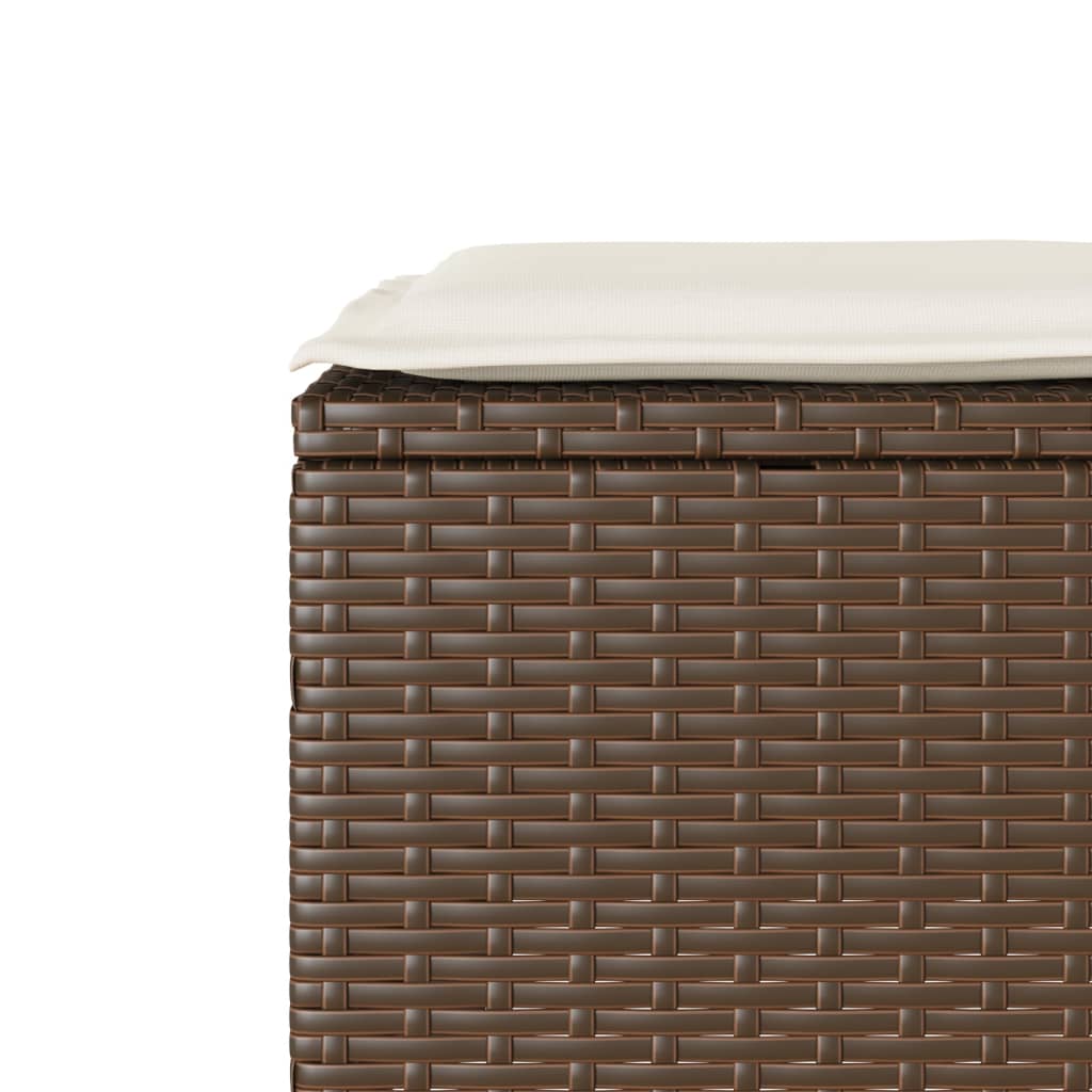 3-piece bistro set with cushions brown poly rattan