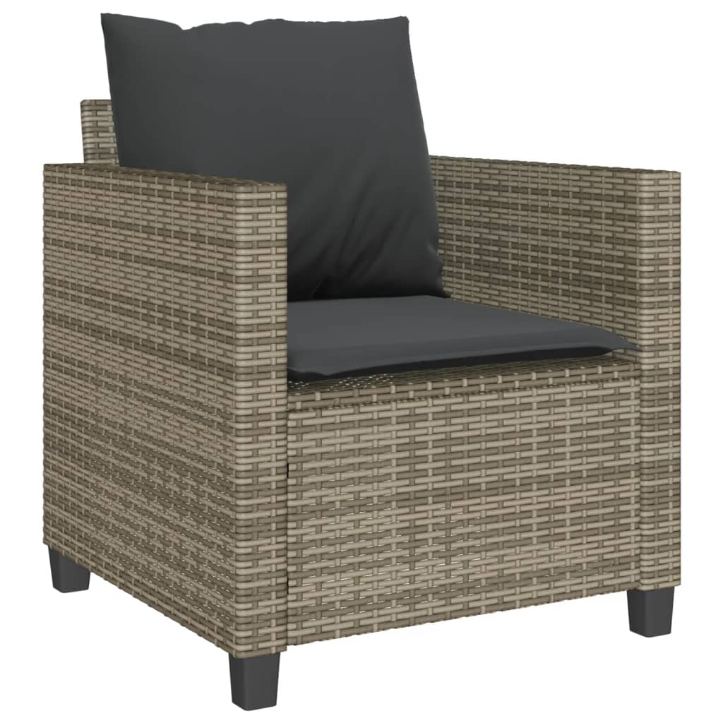 3-piece bistro set with cushions gray poly rattan