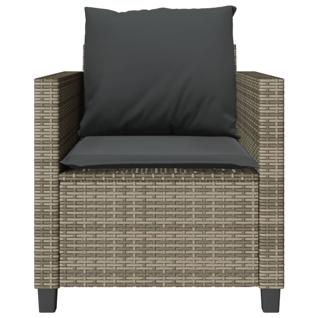3-piece bistro set with cushions gray poly rattan