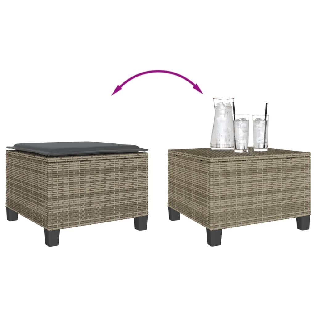 3-piece bistro set with cushions gray poly rattan