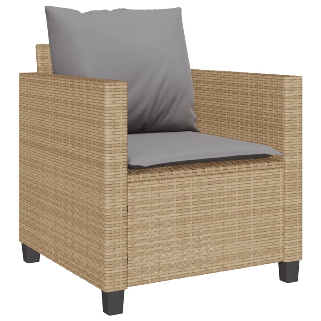 3-piece bistro set with cushions beige poly rattan