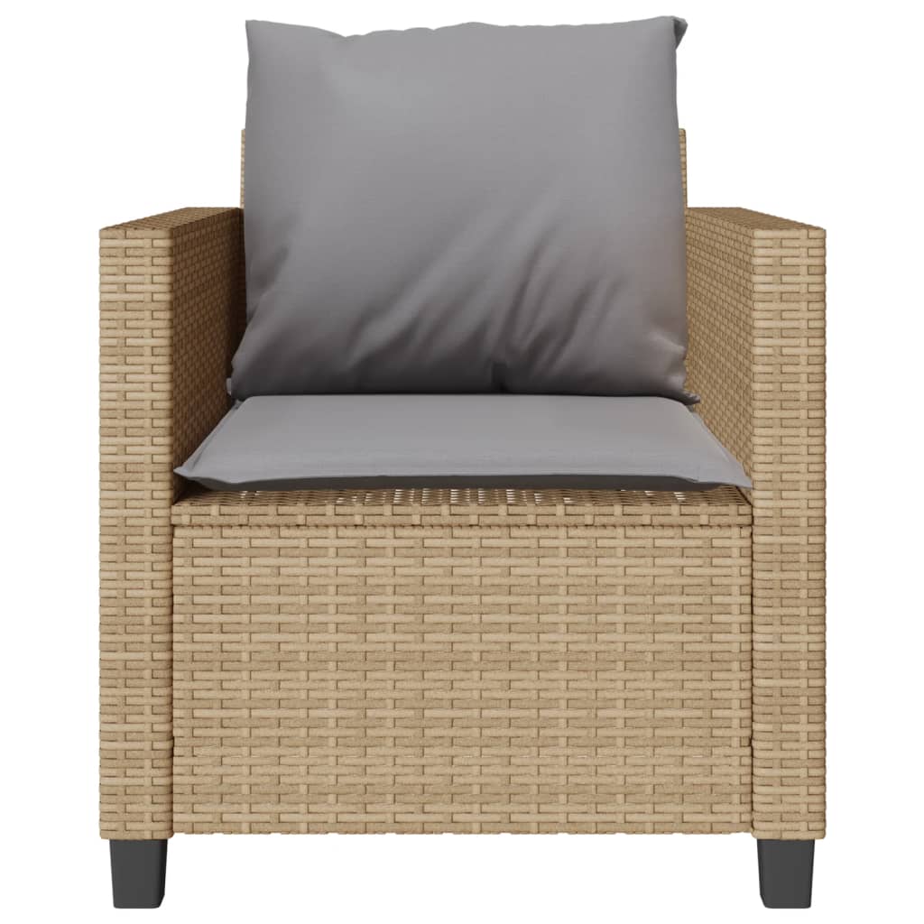 3-piece bistro set with cushions beige poly rattan