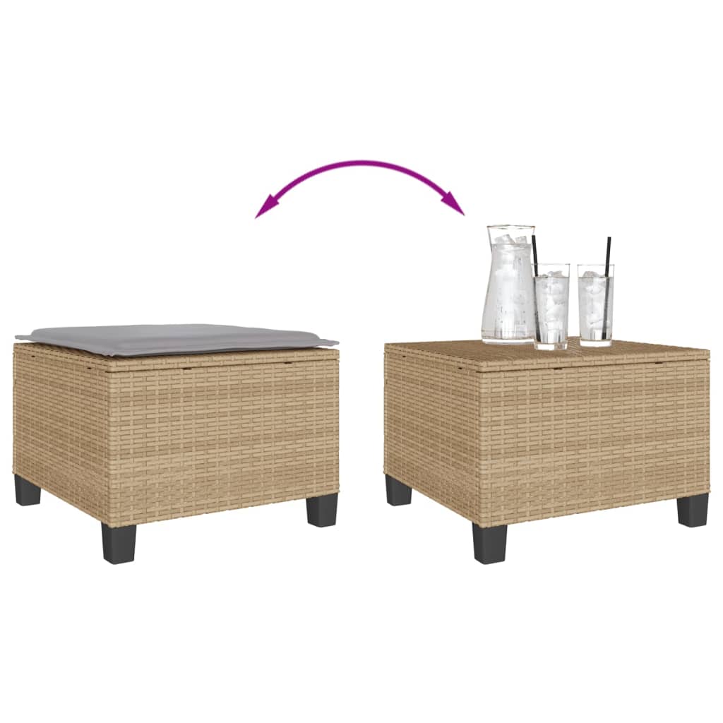3-piece bistro set with cushions beige poly rattan