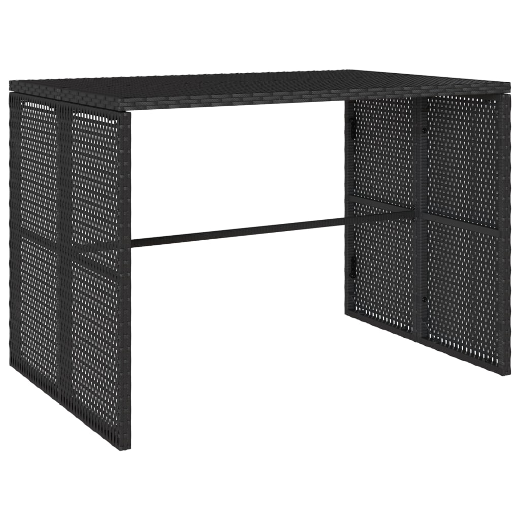 3-piece garden dining set with cushions black poly rattan