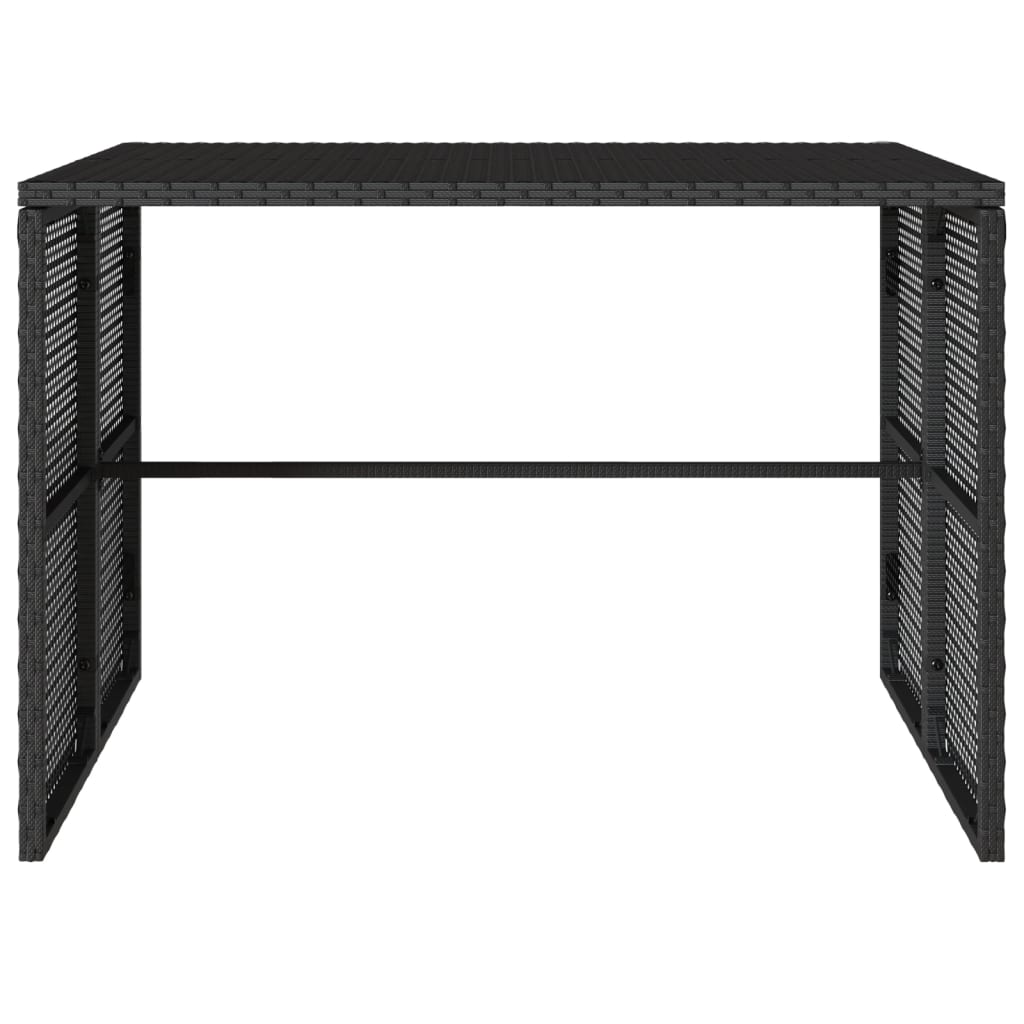 3-piece garden dining set with cushions black poly rattan