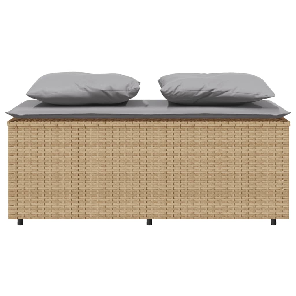 3-piece garden dining set with cushions beige poly rattan