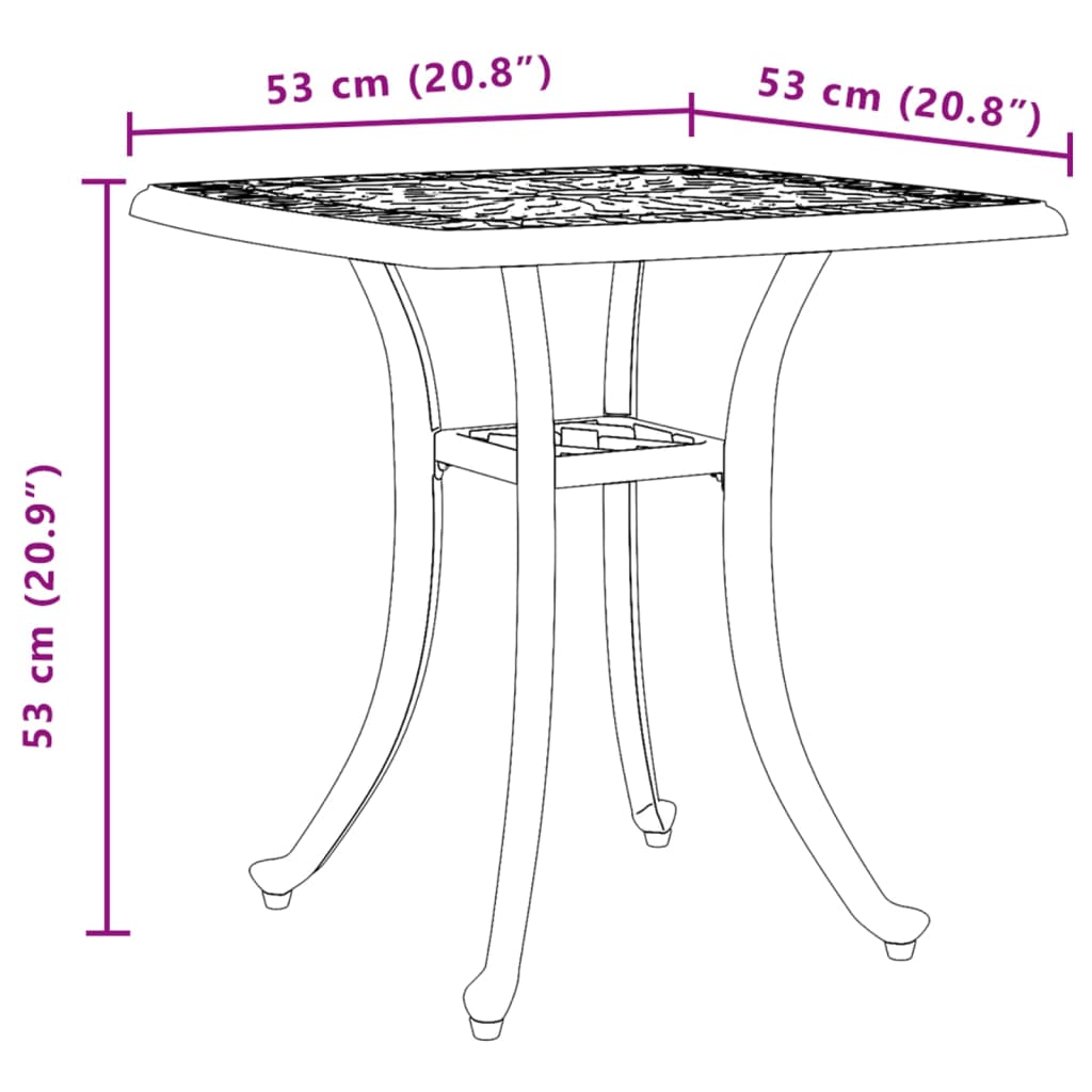 Garden Table Black 53x53x53 cm Cast Aluminum