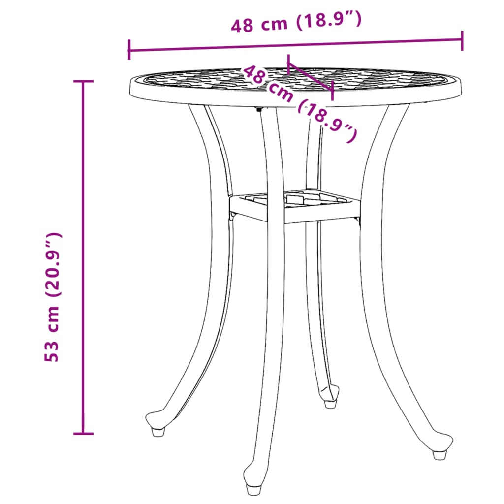 Garden table Bronzen Ø48x53 cm cast aluminum