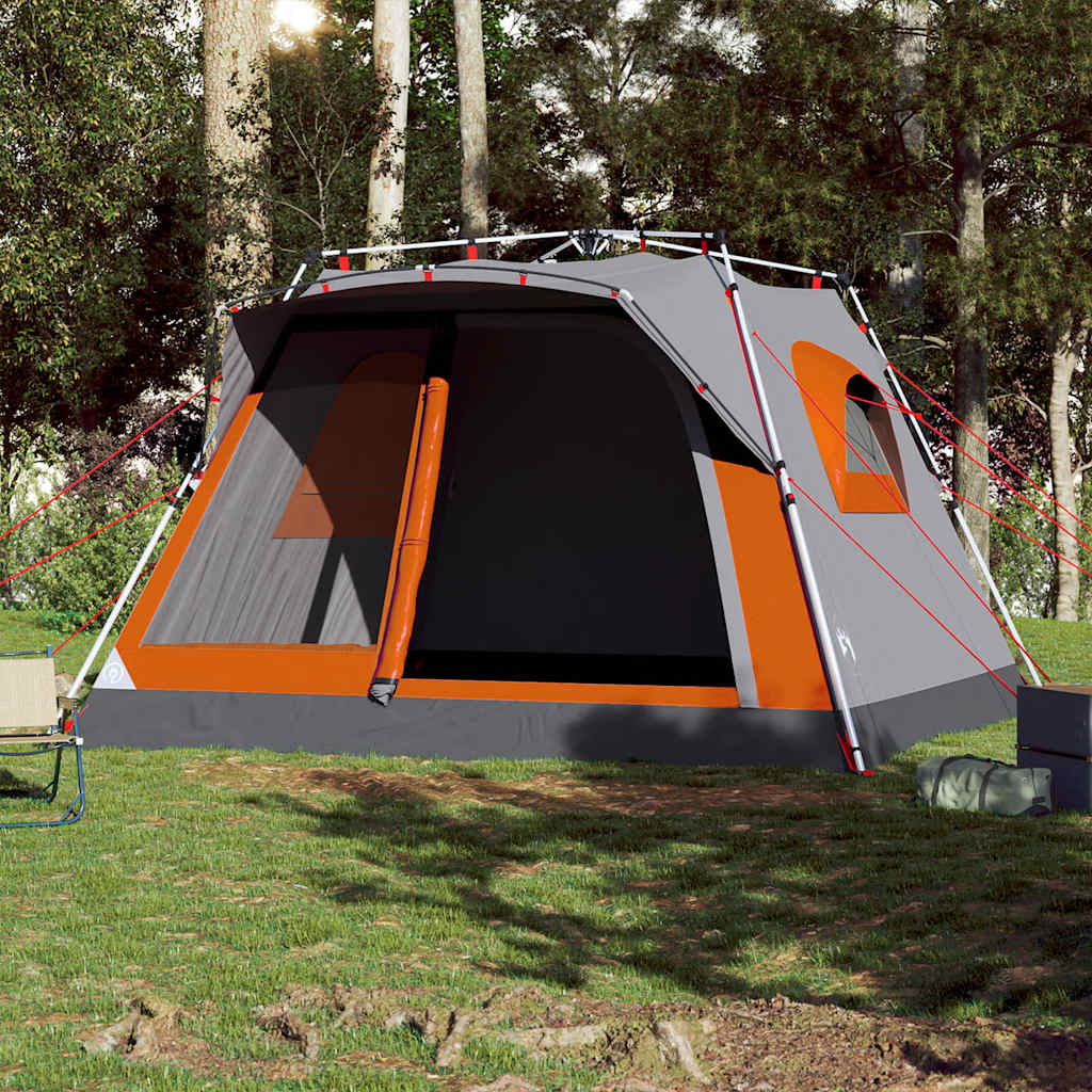 Family Tent for 7 Persons Grey and Orange Quick Release