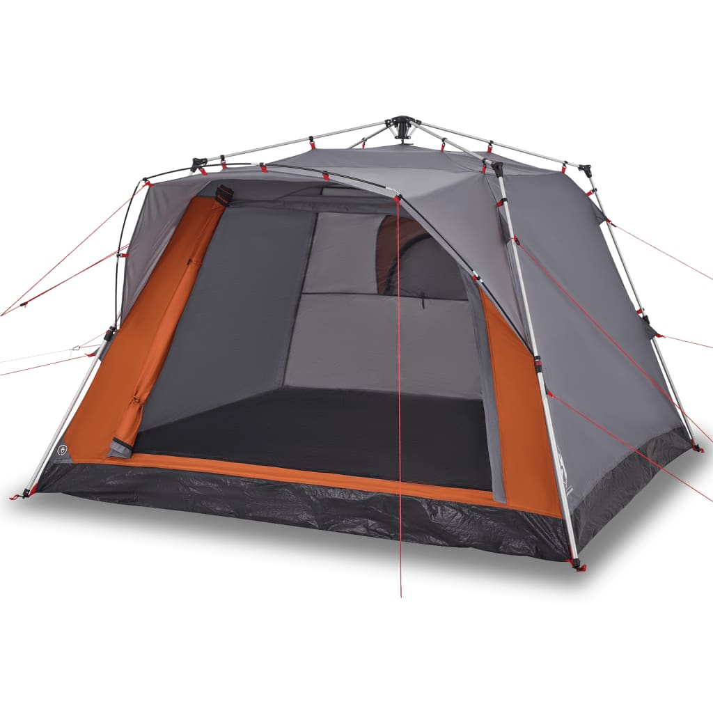 Camping Tent 4 Persons Grey and Orange Quick Release