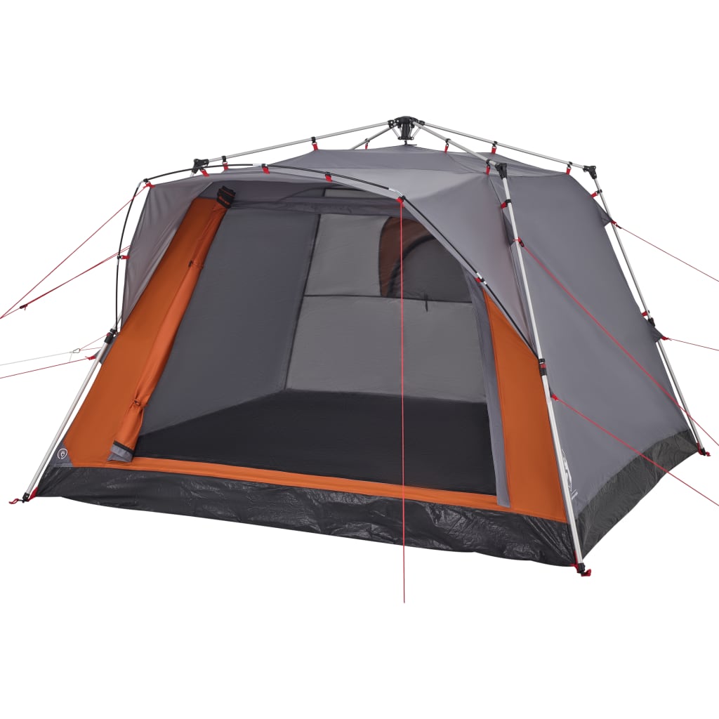 Camping Tent 4 Persons Grey and Orange Quick Release