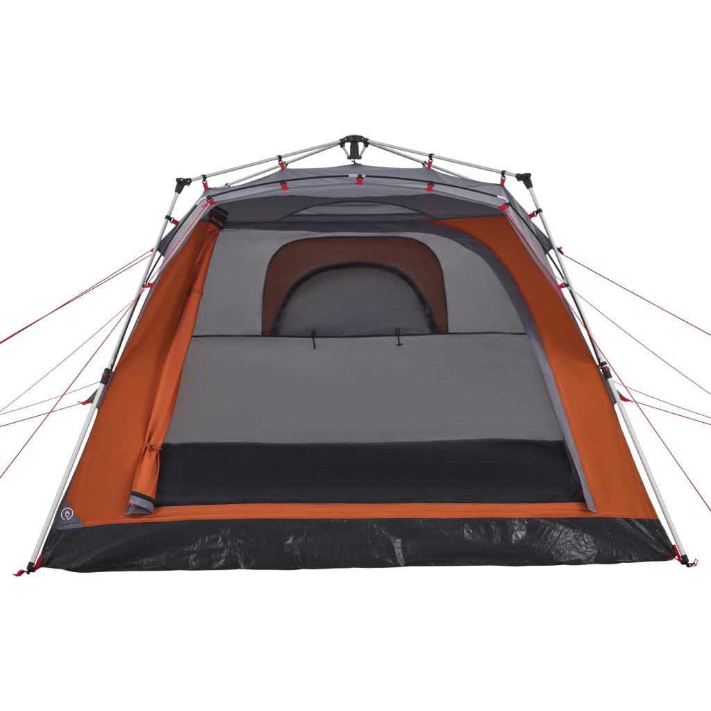 Camping Tent 4 Persons Grey and Orange Quick Release